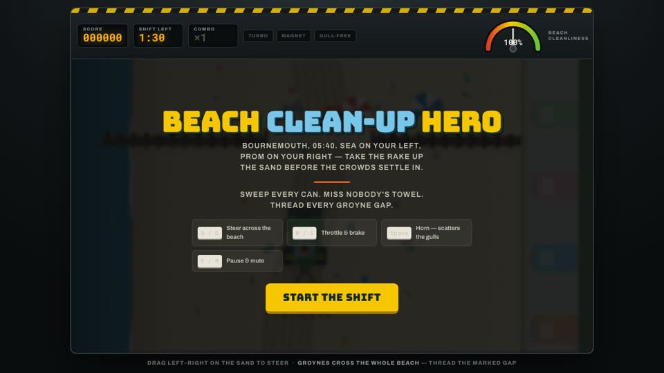 Beach Clean-Up Hero title screen