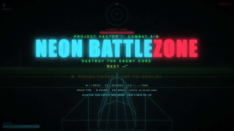 Neon Battle Zone title screen